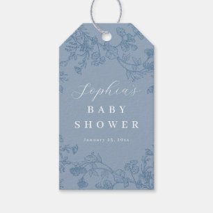 Etiquetas Para Regalos Azul Polvoriento Floral Niño Bebé en Flor Bebé Cum