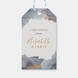 Etiquetas Para Regalos Azul y dorado Swash de acuarela