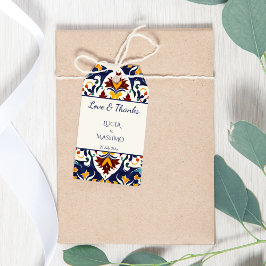 Etiquetas Para Regalos Azulejo azul boda Mediterráneo favor impreso