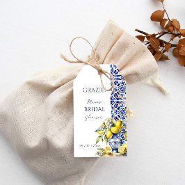 Etiquetas Para Regalos Azulejos azules italianos ammalfitanos limones gra