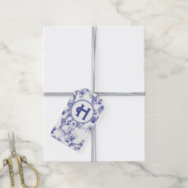 Etiquetas Para Regalos Azulejos azules y blancos