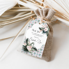 Etiquetas Para Regalos Azulejos Florales | Agradecimiento de Boda Tropica