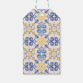 Etiquetas Para Regalos Azulejos Mediterráneos Amarillos Blancos y Azules