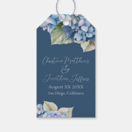 Etiquetas Para Regalos Azules Románticas Hortensias Acuarela sobre Azul M