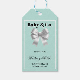 Etiquetas Para Regalos Baby and Co. Silver Bow Whimsy Baby Shower