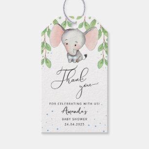 Etiquetas Para Regalos Baby Boy Shower Green Elephant Gracias
