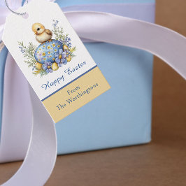 Etiquetas Para Regalos Baby Chick Happy Easter Egg Blue Yellow Flowers