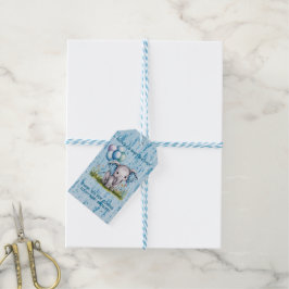 Etiquetas Para Regalos Baby Elephant and Wildflower Boy Baby Shower