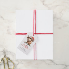 Etiquetas Para Regalos Baby Highland Cow Santa Script Feliz Navidad