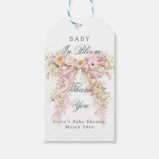 Etiquetas Para Regalos Baby in bloom Floral Bow Girl Baby Shower 