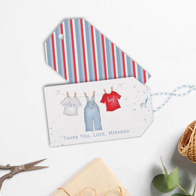 Etiquetas Para Regalos Baby it a Boy Shower Personalizado Clothesline (Subido por el creador)