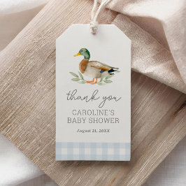 Etiquetas Para Regalos Baby Shower Blue Gingham Duck