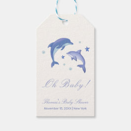 Etiquetas Para Regalos Baby Shower Blue Modern Summer Dolphin Stars