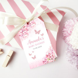 Etiquetas Para Regalos Baby Shower Boho Pink Floral Butterfly