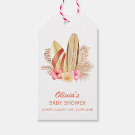 Etiquetas Para Regalos Baby Shower Boho Tropical Flower SurfIng