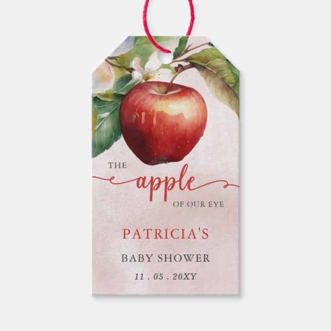 Etiquetas Para Regalos Baby Shower, Chica de Apple of Our Eye Fall (Anverso)