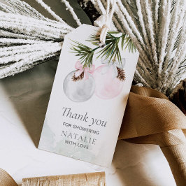 Etiquetas Para Regalos Baby Shower Chica de invierno rosa gracias