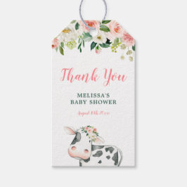 Etiquetas Para Regalos Baby Shower, Chica de vaca floral de oro rosado, g