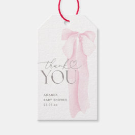 Etiquetas Para Regalos Baby Shower Chica Minimalista Bow rosa