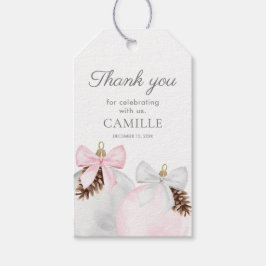 Etiquetas Para Regalos Baby Shower, Chica Rosa de Invierno, Gracias