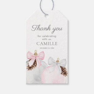 Etiquetas Para Regalos Baby Shower, Chica Rosa de Invierno, Gracias