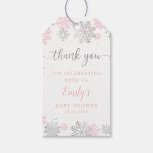 Etiquetas Para Regalos Baby Shower Chica Rosado Y Plateado En Invierno