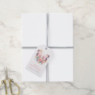 Etiquetas Para Regalos Baby Shower Cute Butterfly Pink Florals Gracias