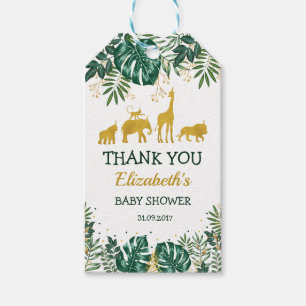 Etiquetas Para Regalos Baby Shower de animales de la jungla tropical de o