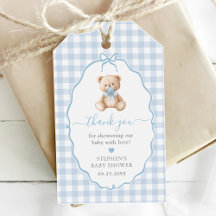 Baby Shower de Blue Gingham Teddy Bear