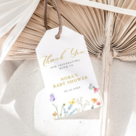 Etiquetas Para Regalos Baby Shower de borde floral de mariposas encantada