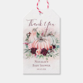Etiquetas Para Regalos Baby Shower De Calabaza Rosada Gracias