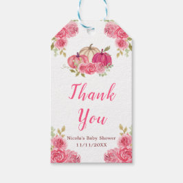 Etiquetas Para Regalos Baby Shower de calabazas florales de color rosa ca
