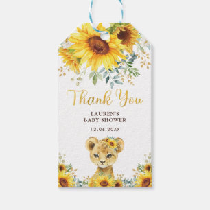 Etiquetas Para Regalos Baby Shower de cumpleaños de león de girasol ruso