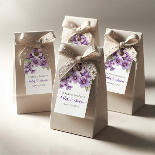 Etiquetas Para Regalos Baby Shower De Flores Violetas Delicadas Moradas D