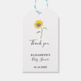 Etiquetas Para Regalos Baby Shower de girasol acuarela Gracias Simple
