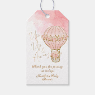 Etiquetas Para Regalos Baby Shower de globo aerostático rosa arriba y lej