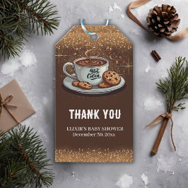 Etiquetas Para Regalos Baby Shower de invierno de chocolate caliente Purp