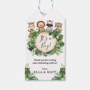Etiquetas Para Regalos Baby Shower de la vegetación de la jungla tropical