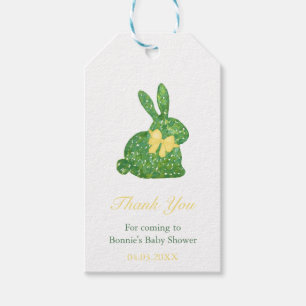 Etiquetas Para Regalos Baby Shower de primavera verde amarilla de conejo