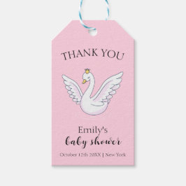 Etiquetas Para Regalos Baby Shower de Swan de princesa sueca rosa moderna