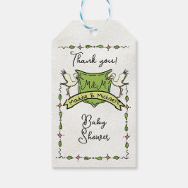 Etiquetas Para Regalos Baby Shower Escudo de cigüeña dibujado por mano