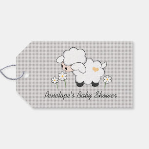 Etiquetas Para Regalos Baby Shower Favor del Cordero Amarillo y Gris