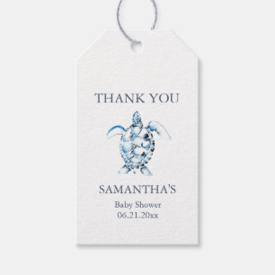 Etiquetas Para Regalos Baby Shower Favor Tags Boy Tortuga del Mar Azul
