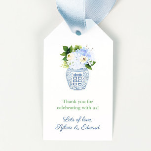 Etiquetas Para Regalos Baby Shower floral azul blanco verde neutro de gén