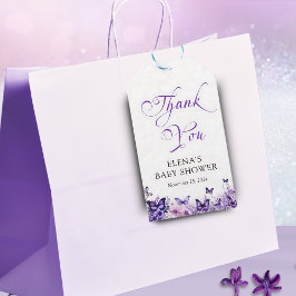 Etiquetas Para Regalos Baby Shower Mariposa Elegante Floral Púrpura