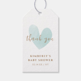 Etiquetas Para Regalos Baby Shower Mint Green Simple Heart Gracias