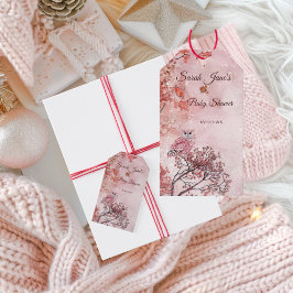 Etiquetas Para Regalos Baby Shower moderno de madera de invierno rosa