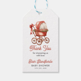 Etiquetas Para Regalos Baby Shower Navidades de Red Stroller Gracias