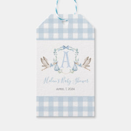 Etiquetas Para Regalos Baby Shower Preppy Southern Blue Boy Stork