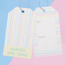 Etiquetas Para Regalos Baby Shower Rainbow Candy Stripes
